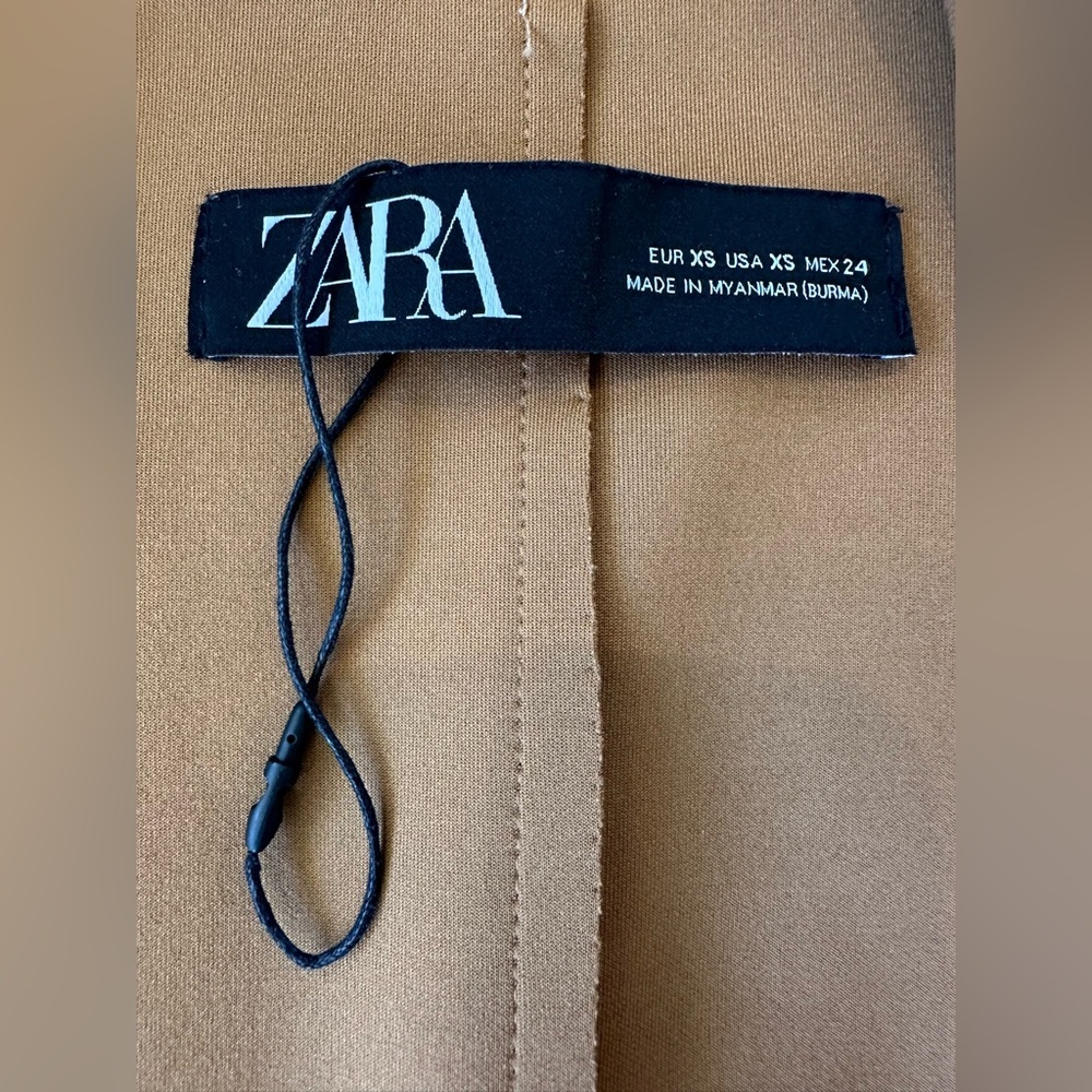 New Zara Faux Suede Two-Tone Belted Waterfall Coat - Picture 8 of 10